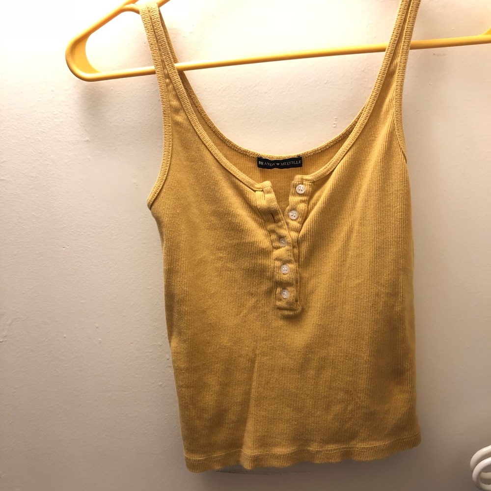 Mustard brandy Melville button tank